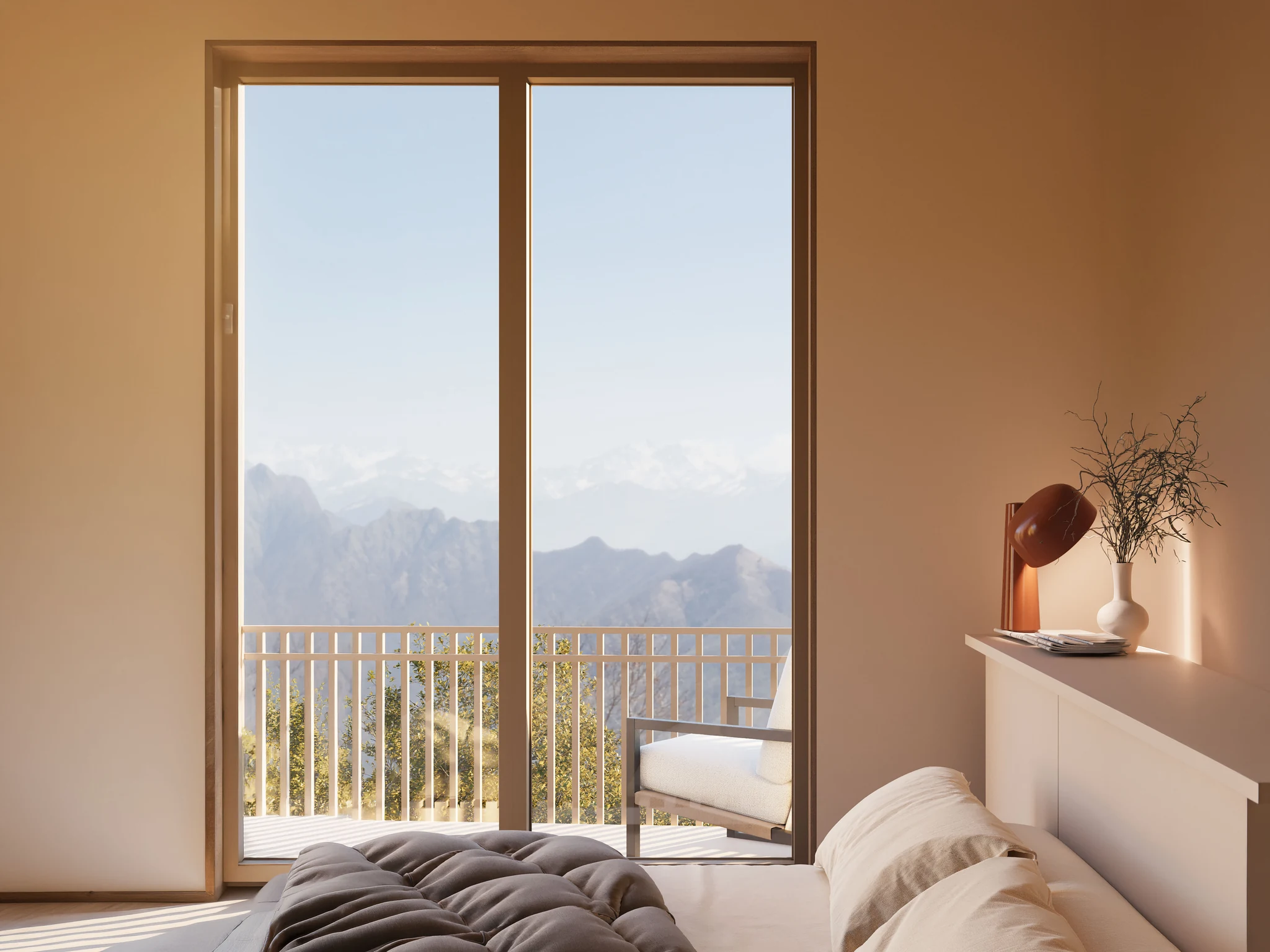 Bedroom with access outside – interior visualisation (example)