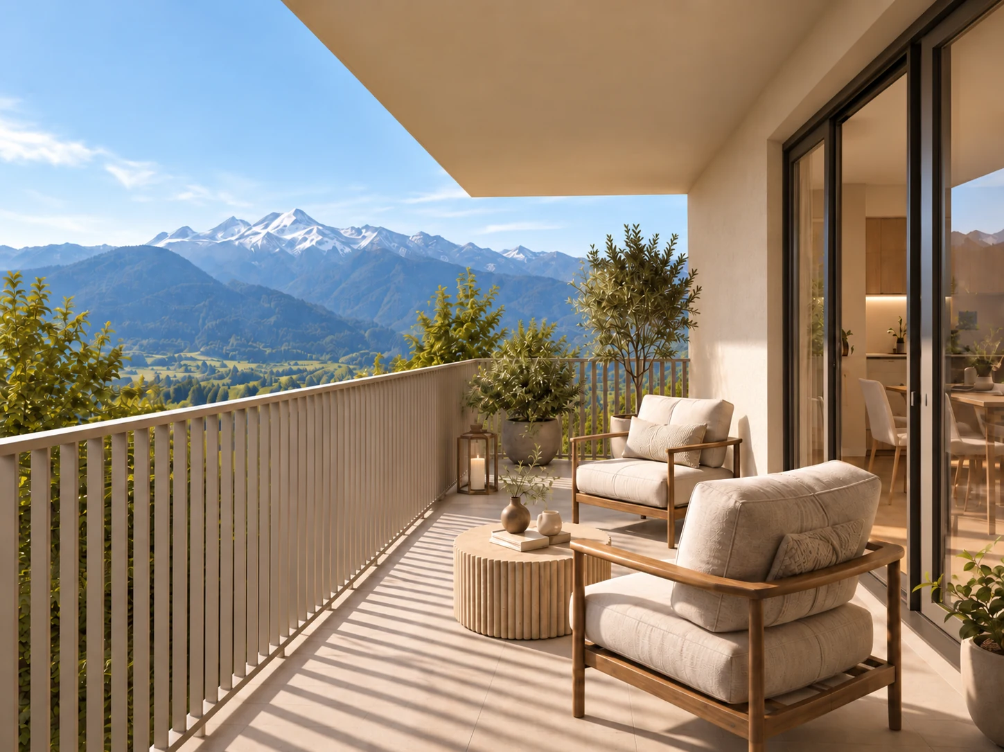 Balcony with mountain view – illustrative image